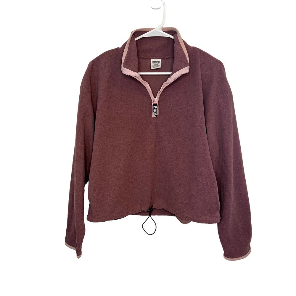 Pink Victoria's Secret Cropped Fleece Pullover Sweater - Size M